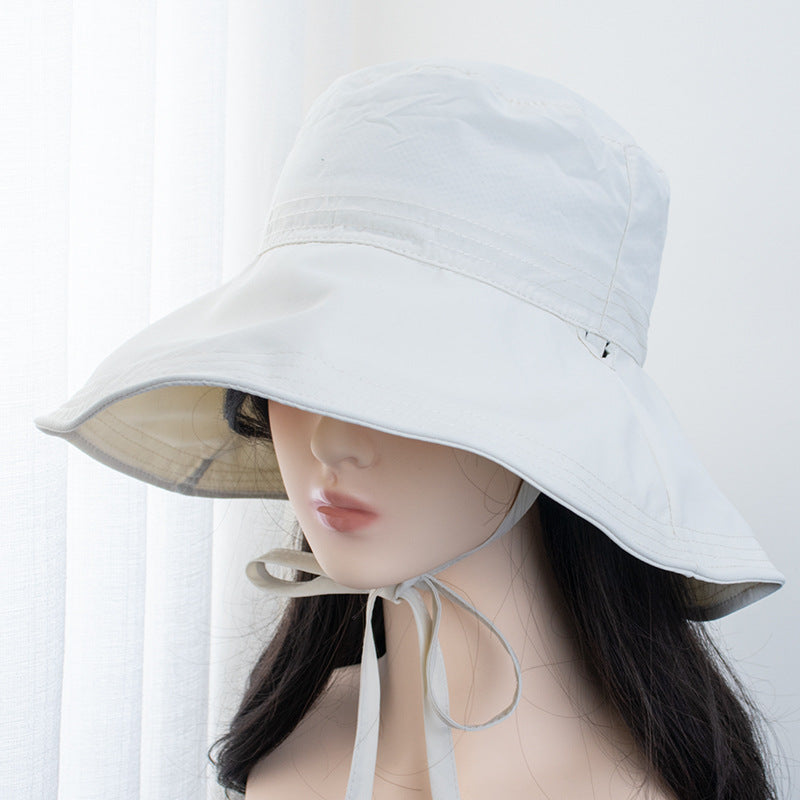 Wholesale Strap Fisherman Breathable Lightweight Sun Protection All-match Face Showing Small Bow Basin Hat